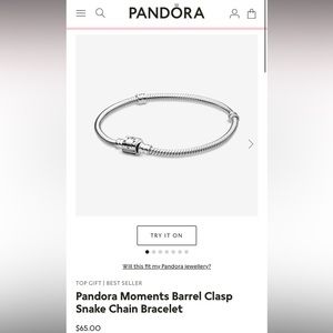 Pandora Moments Barrel Clasp Snake Chain Bracelet - 7.5